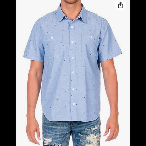 HUF button-down payday chambray denim-style shirt - Picture 1 of 11